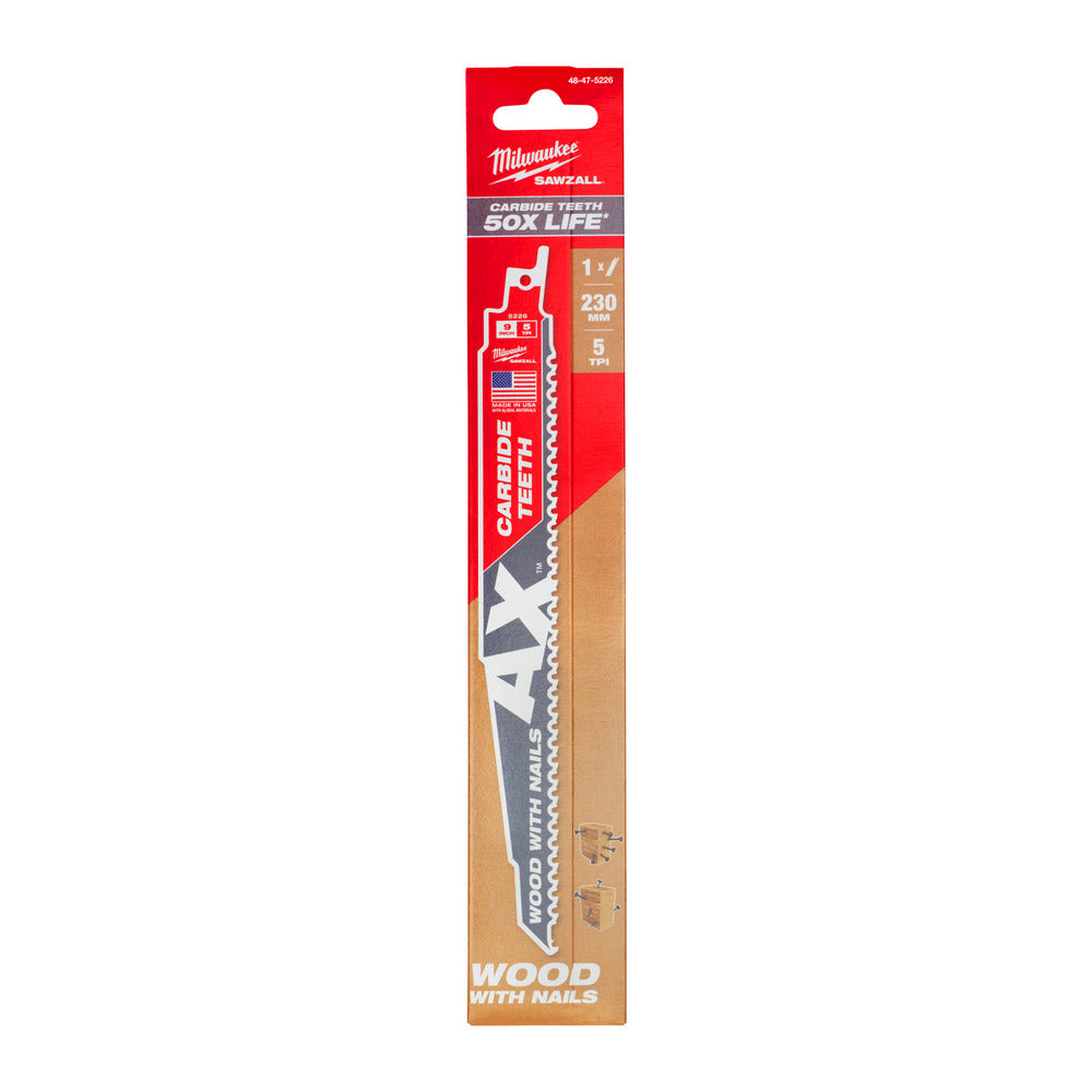 Milwaukee Reciprozaagblad Sawzall hout The AX Carbide 230mm 5-Tpi-927766