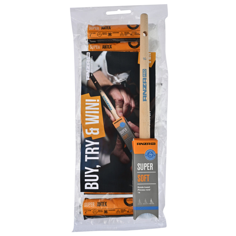 Anza Pro Lakviltroller Mini 10cm 10st +Gratis Anza Pro Alkydkwast SuperTough R14-930217
