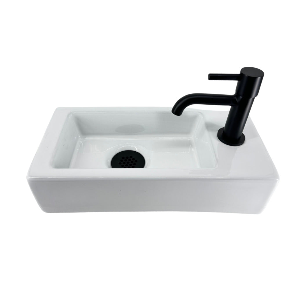 L'Aqua Fonteinset Antwerpen Keramiek Wit en Mat Zwart 36x18x9cm-940544